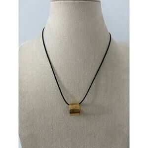 UpCycled round tube pendant, necklace, gold tone